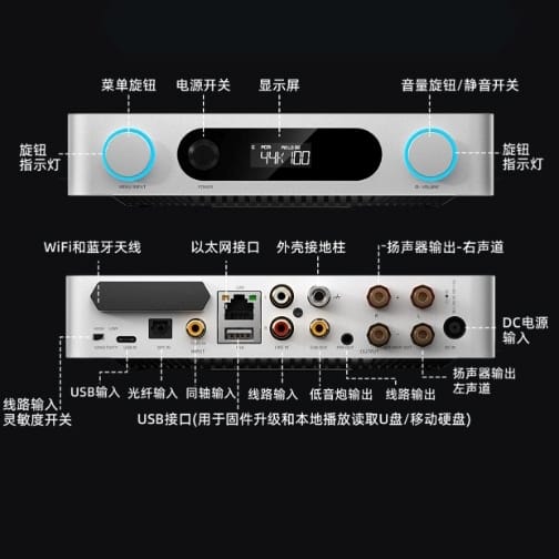 FiiO - Air AMP 串流解碼音響擴音機 | 120Wx2@4Ω輸出 | ES9020Q DAC | 支援Roon Ready,Airplay,QPlay | NAS, USB播放 | USB,光纖,同軸,藍牙,RCA輸入